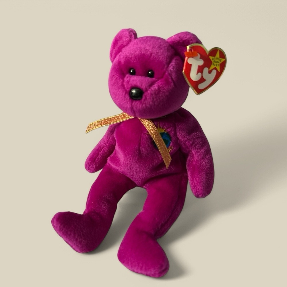 Rare Ty Beanie Babies Millennium Bear Plush Toy‎ - Purple